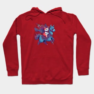 Cute cat riding blue alpaca Hoodie